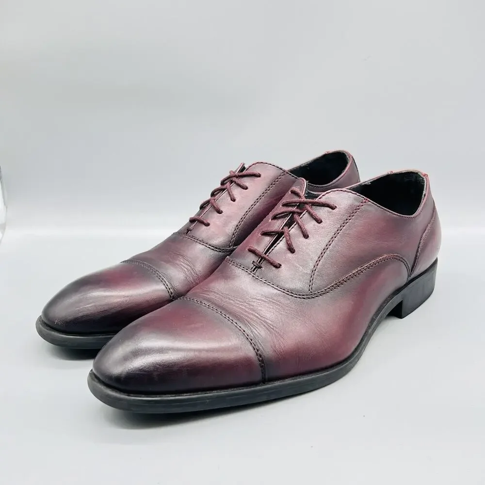 Nordstrom Shoes Mens 12 Red Leather Ortholite Cap Toe Oxford Dress Comfort
